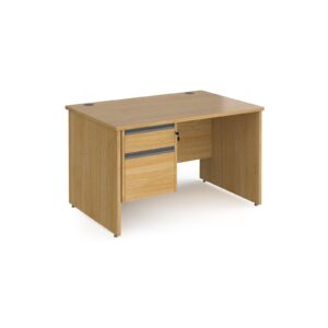 Contract 25 800mm Deep Straight Desk With 2 Drawer Pedestal & Panel Leg - Oak